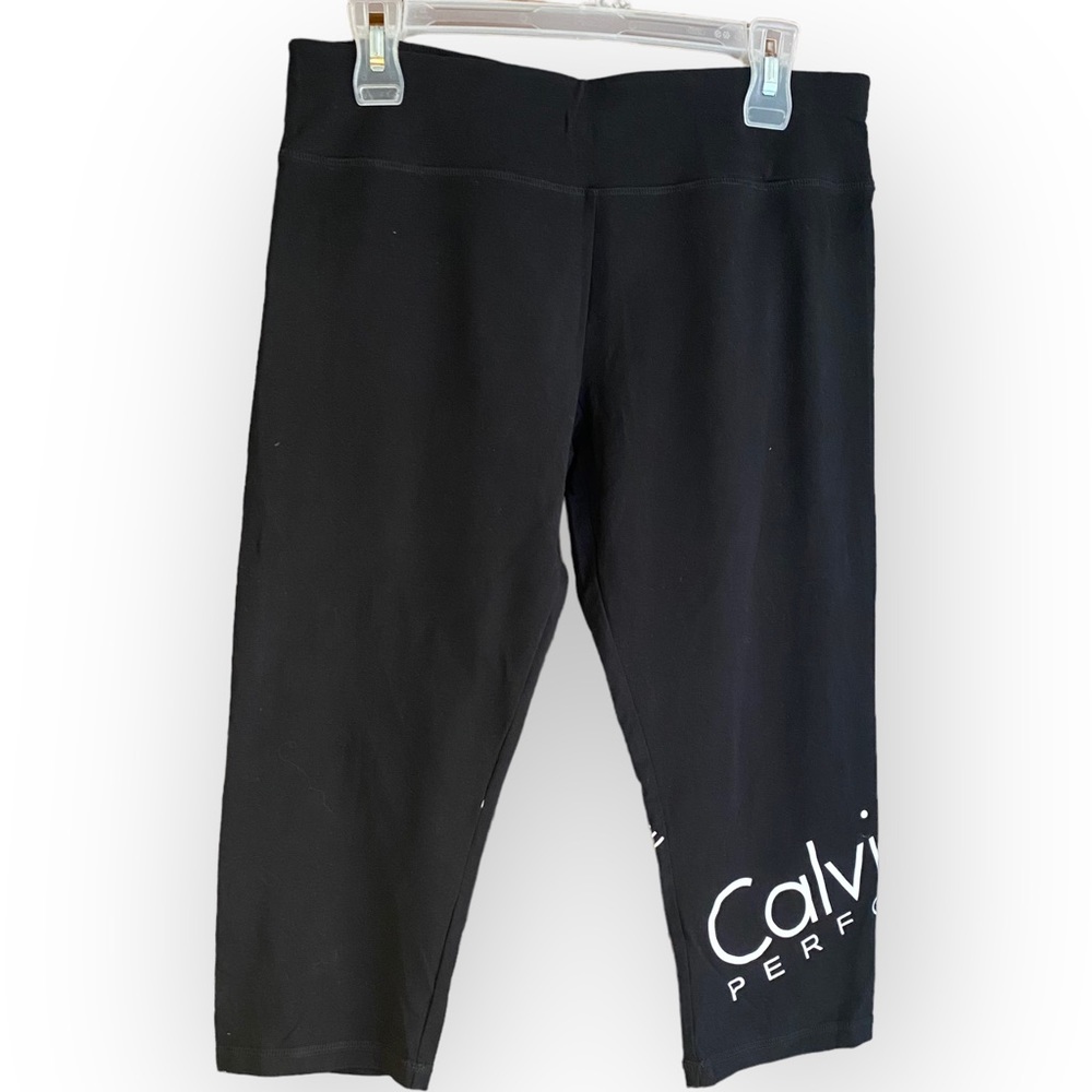 NWOT Calvin Klein 3/4 Length Black White Logo Yoga Exercise Pants Size XL